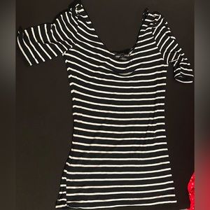 Black and White Striped American Dream Quarter Sleeved Shirt